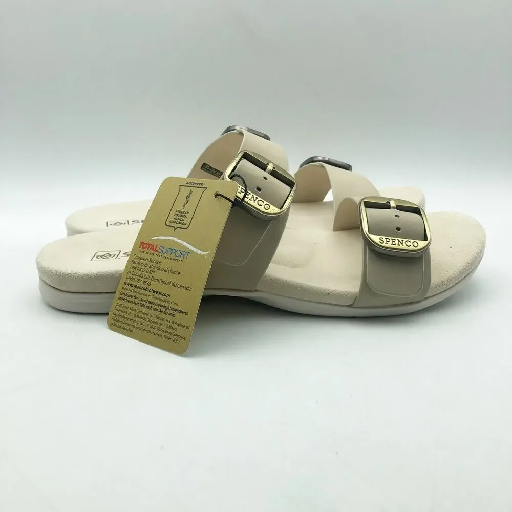 Spenco Womens Vista Slip On Sandals Size 7.5 Grey Morn Leather Comfort APMA NIB